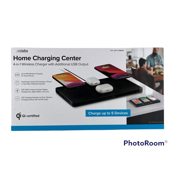 NEW Ubio Labs 4-in-1 Wireless Home Charging Pad Center For Up To 5 Devices - Picture 1 of 6